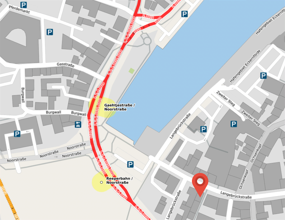 Stadtplan mit Markierung Urologische Praxis Eckernförde